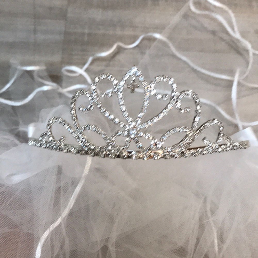 Flower girl crown special occasion crown # 7 veil